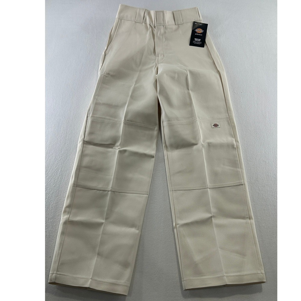 Dickies Women Double Knee Work Pants Loose Fit Straight Leg Beige HTW362 Size 25